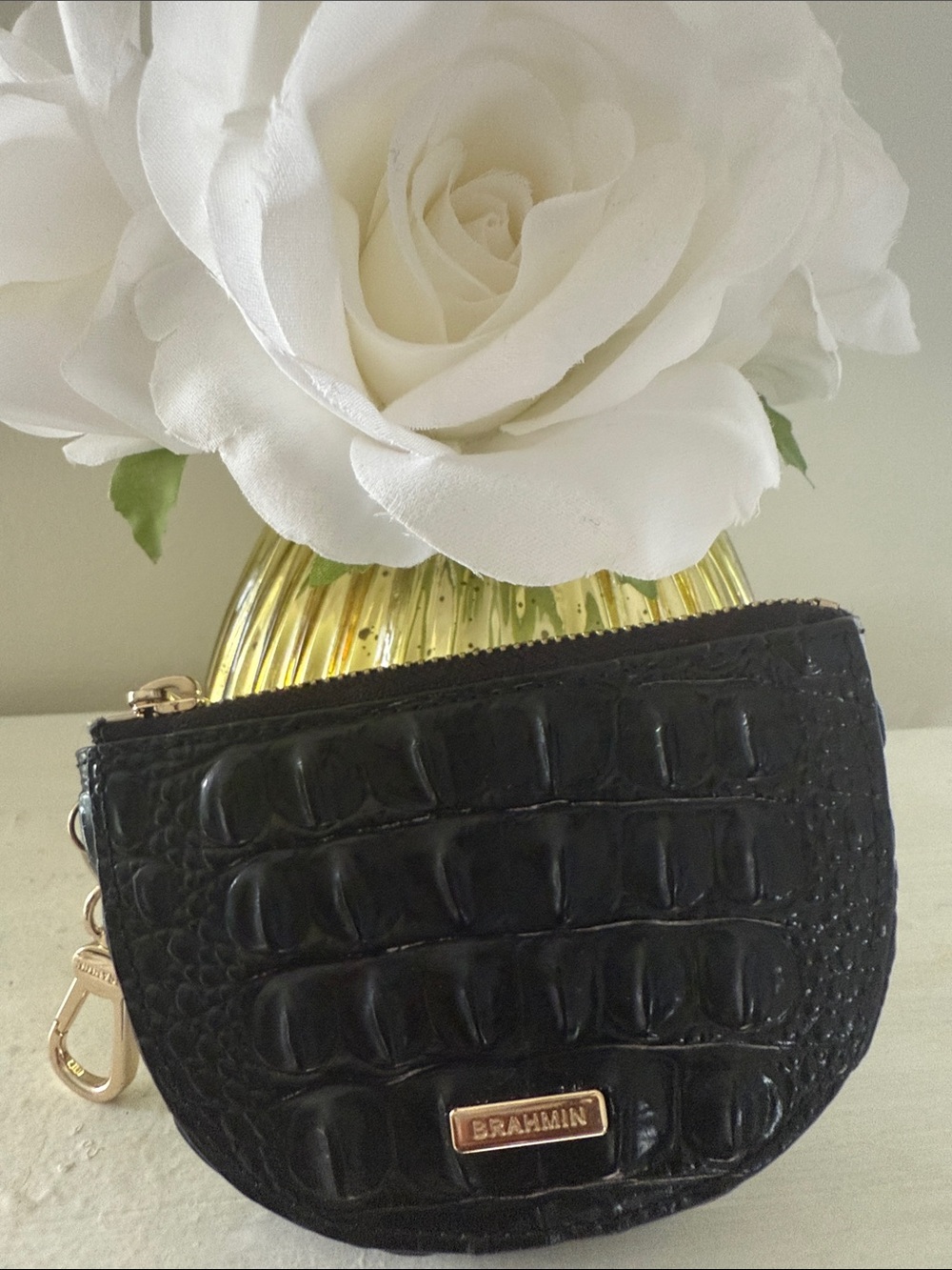 Brahmin BRITT BLeather Mini Coin Pouch with Gold Hardware! LIKE NEW!!
